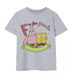 SpongeBob SquarePants Girls F Is For Friends T-Shirt / Grey Marl